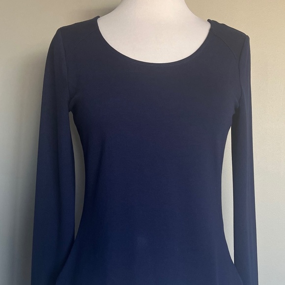 Karen Millen Open Back Navy Blue Long sleeve Cocktail Casual Top T-shirt Blouse - Picture 4 of 9